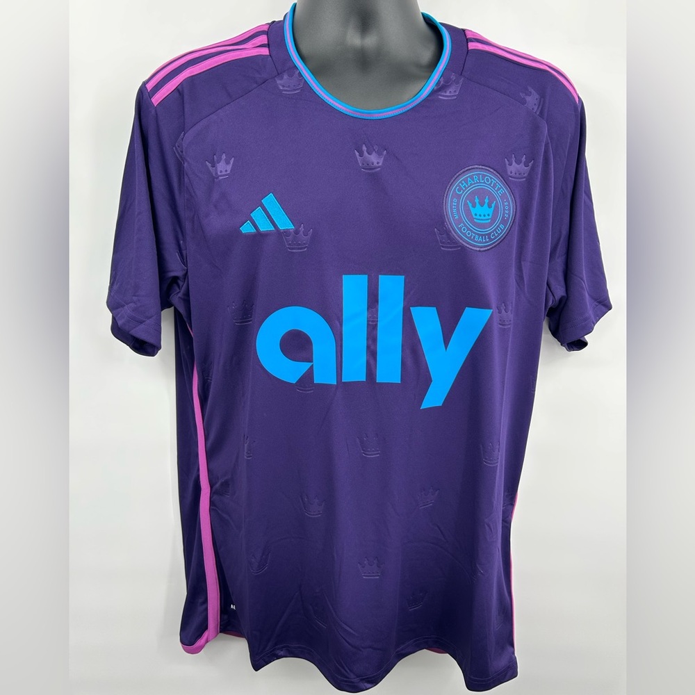 New Adidas Mens Size L Charlotte Football Club Soccer Jersey Futbol Purple